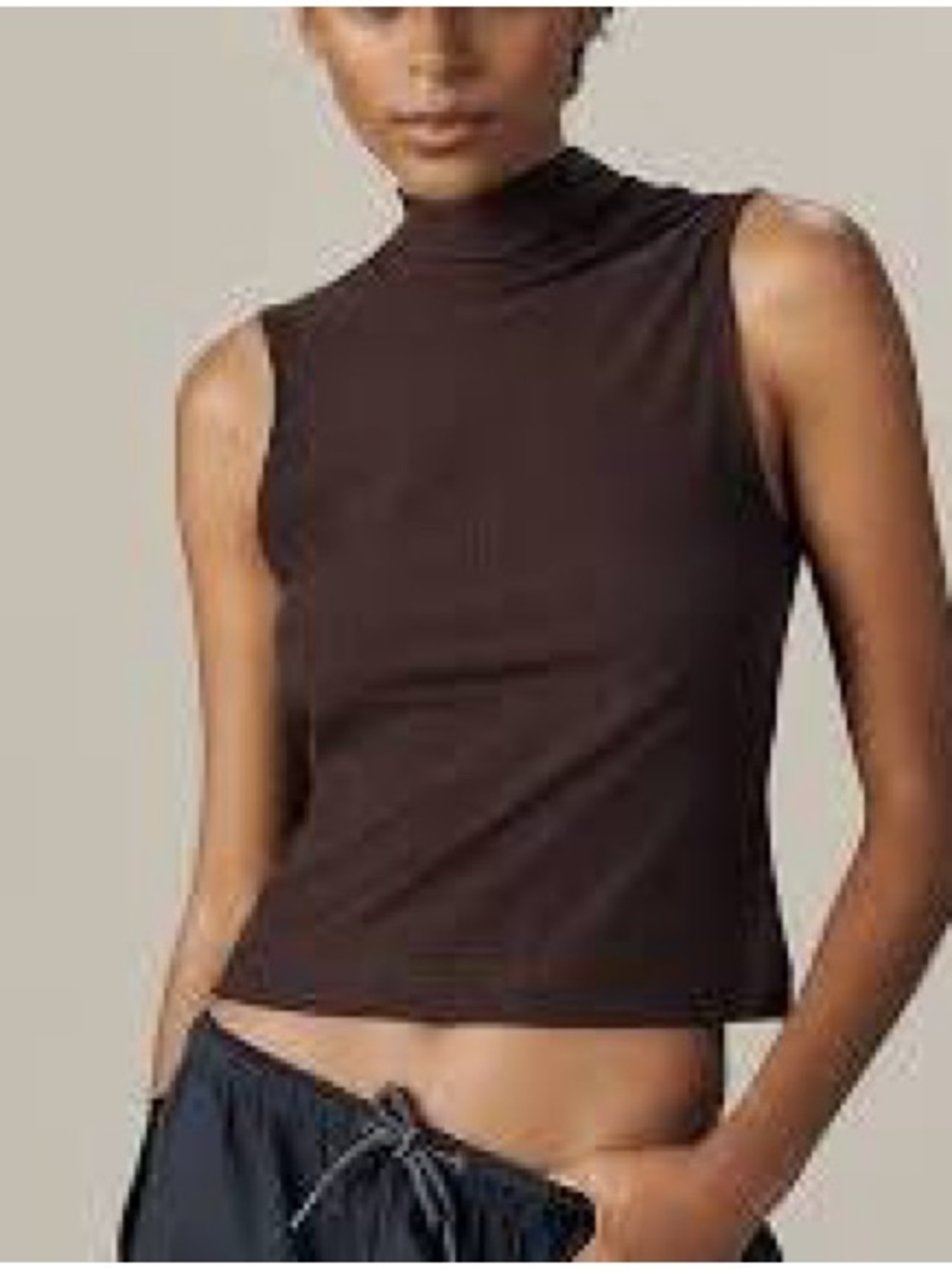 Varley Sleeveless Mock Neck Tank in Dark Brown